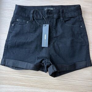 Black Cuffed High-Rise Jean Shorts